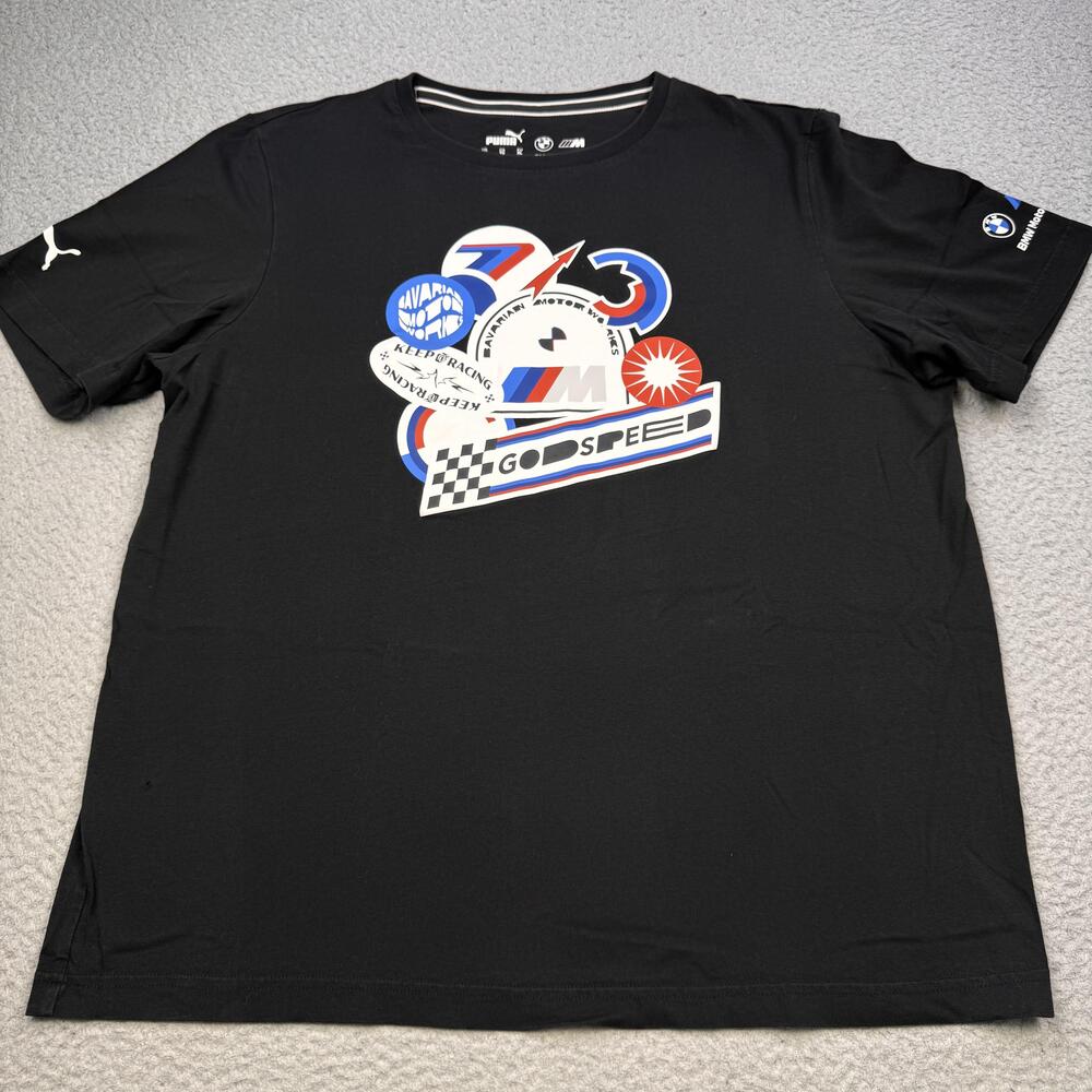 Puma BMW Motorsport Shirt Mens XL Black Godspeed Graphic Tee Racing Logo